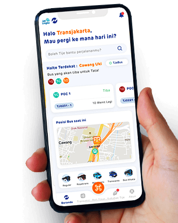 Tampilan aplikasi mobile transportasi publik Transjakarta